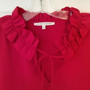 Red After Market blouse with ruffle collar, small